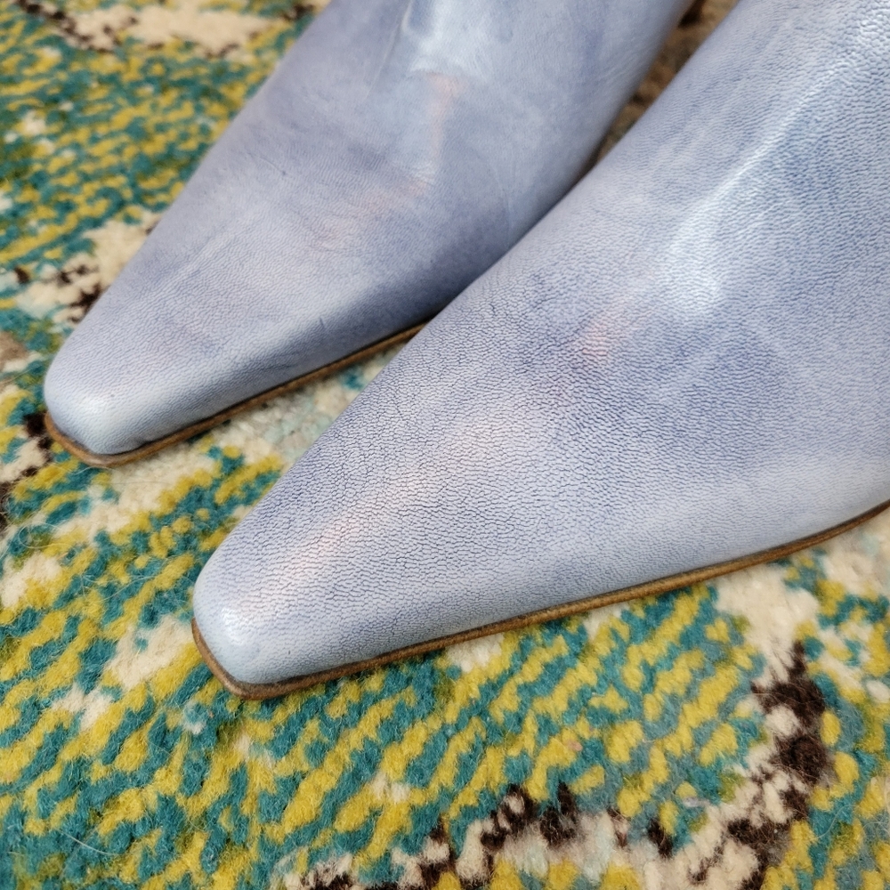 Maripé‎ Italian Leather Blue Washed Pointed Toe Ankle Boots, Size Womens 7 - Picture 5 of 11